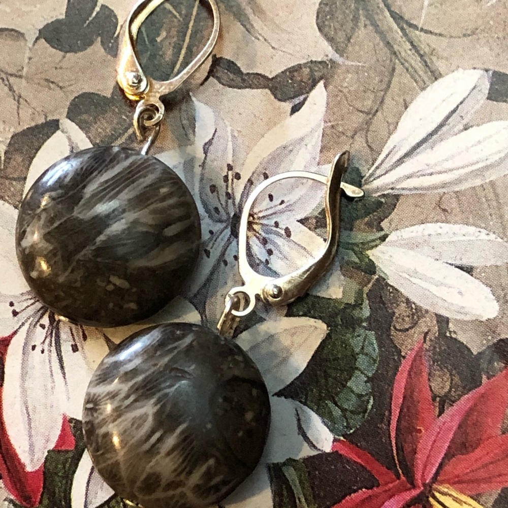 Fossilized Coral Earrings